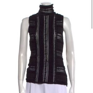 Cinq a Sept Black Textured Knit Sleeveless Top